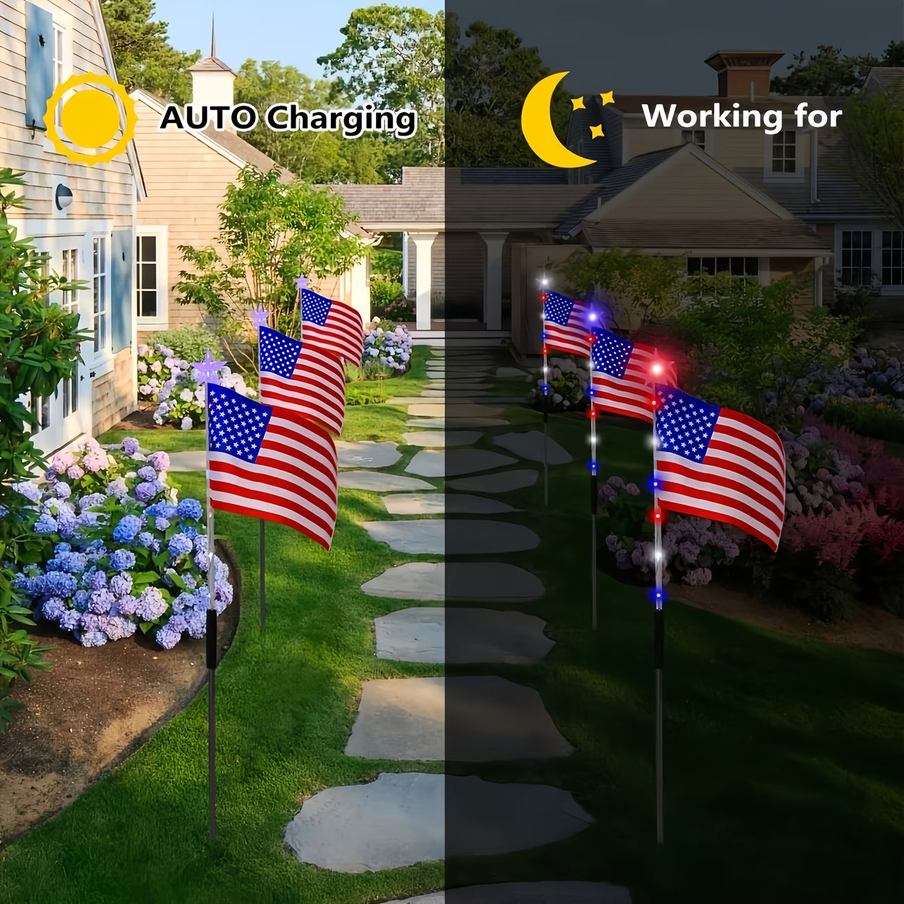 8-Piece Flag Light Set -4th of July Decorationswith 8 Lighting Modes -Ideal for IndependenceDay Pathways, Gardens,and Yard Decor