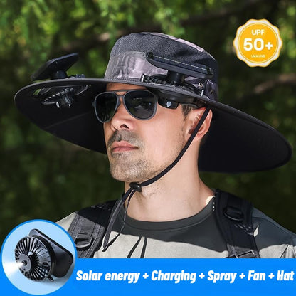 Stay Ice-Cold Under the Blazing Sun – The 2-in-1 Solar Powered Cooling Hat with Mist Spray.