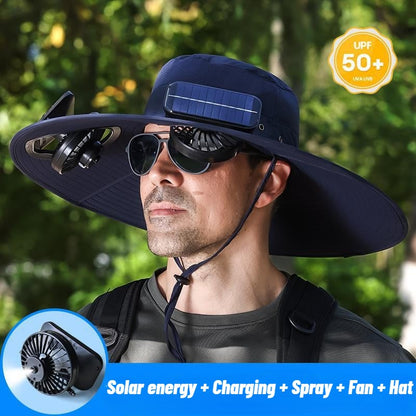 Stay Ice-Cold Under the Blazing Sun – The 2-in-1 Solar Powered Cooling Hat with Mist Spray.