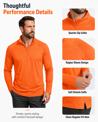 Men’s UPF 50+ Quarter-Zip Quick-Dry Long Sleeve Performance Shirt for Outdoor Sports