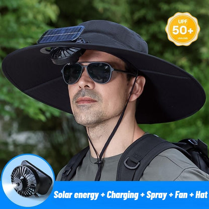 Stay Ice-Cold Under the Blazing Sun – The 2-in-1 Solar Powered Cooling Hat with Mist Spray.