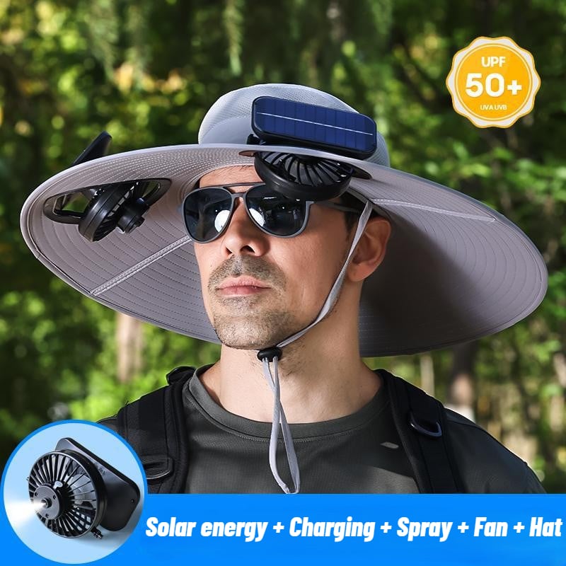 Stay Ice-Cold Under the Blazing Sun – The 2-in-1 Solar Powered Cooling Hat with Mist Spray.