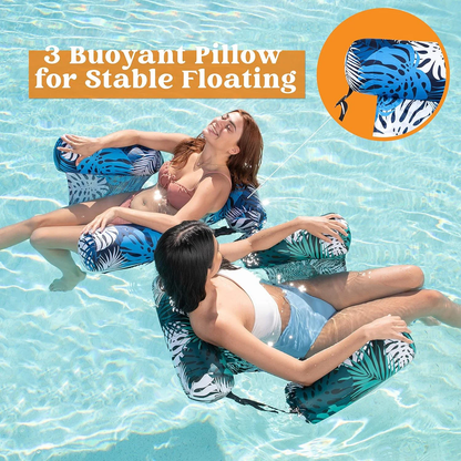 4-in-1 Inflatable Pool Float Hammock with Headrest &amp; Armrests