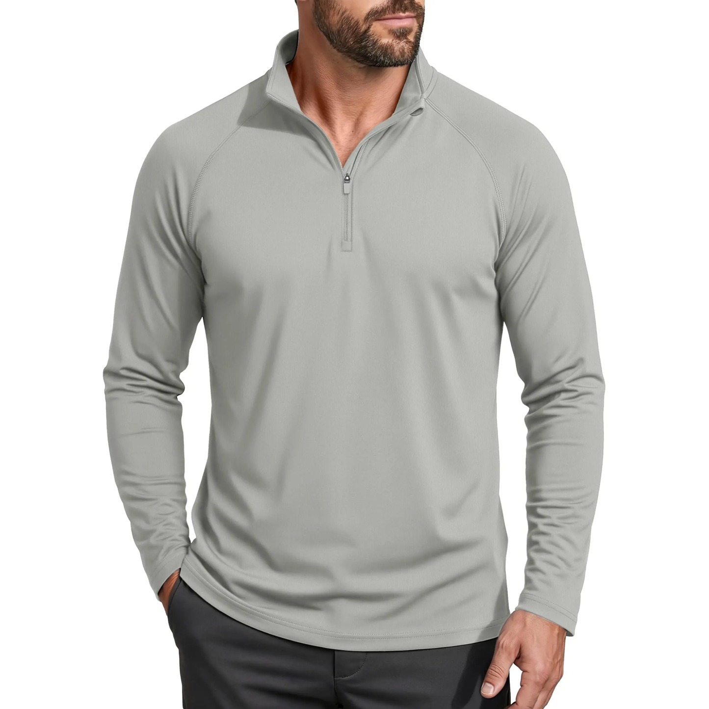 Men’s UPF 50+ Quarter-Zip Quick-Dry Long Sleeve Performance Shirt for Outdoor Sports