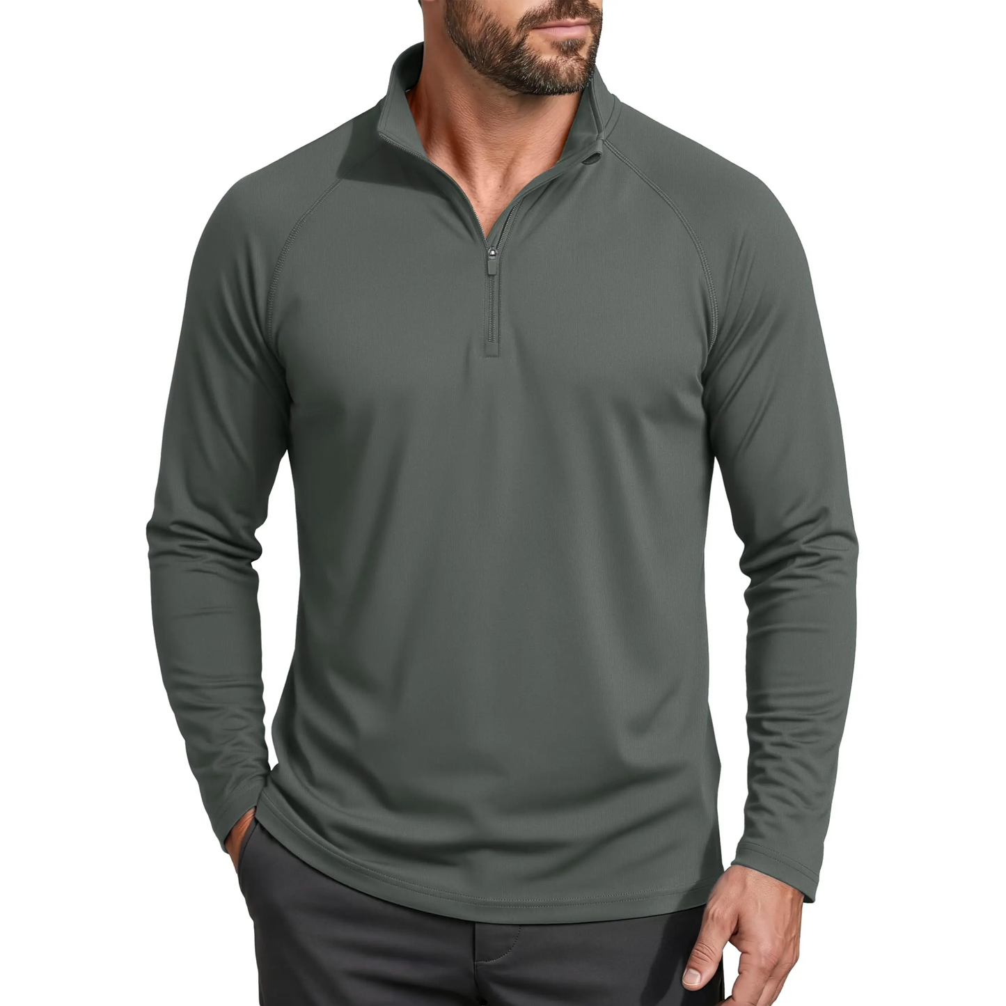 Men’s UPF 50+ Quarter-Zip Quick-Dry Long Sleeve Performance Shirt for Outdoor Sports