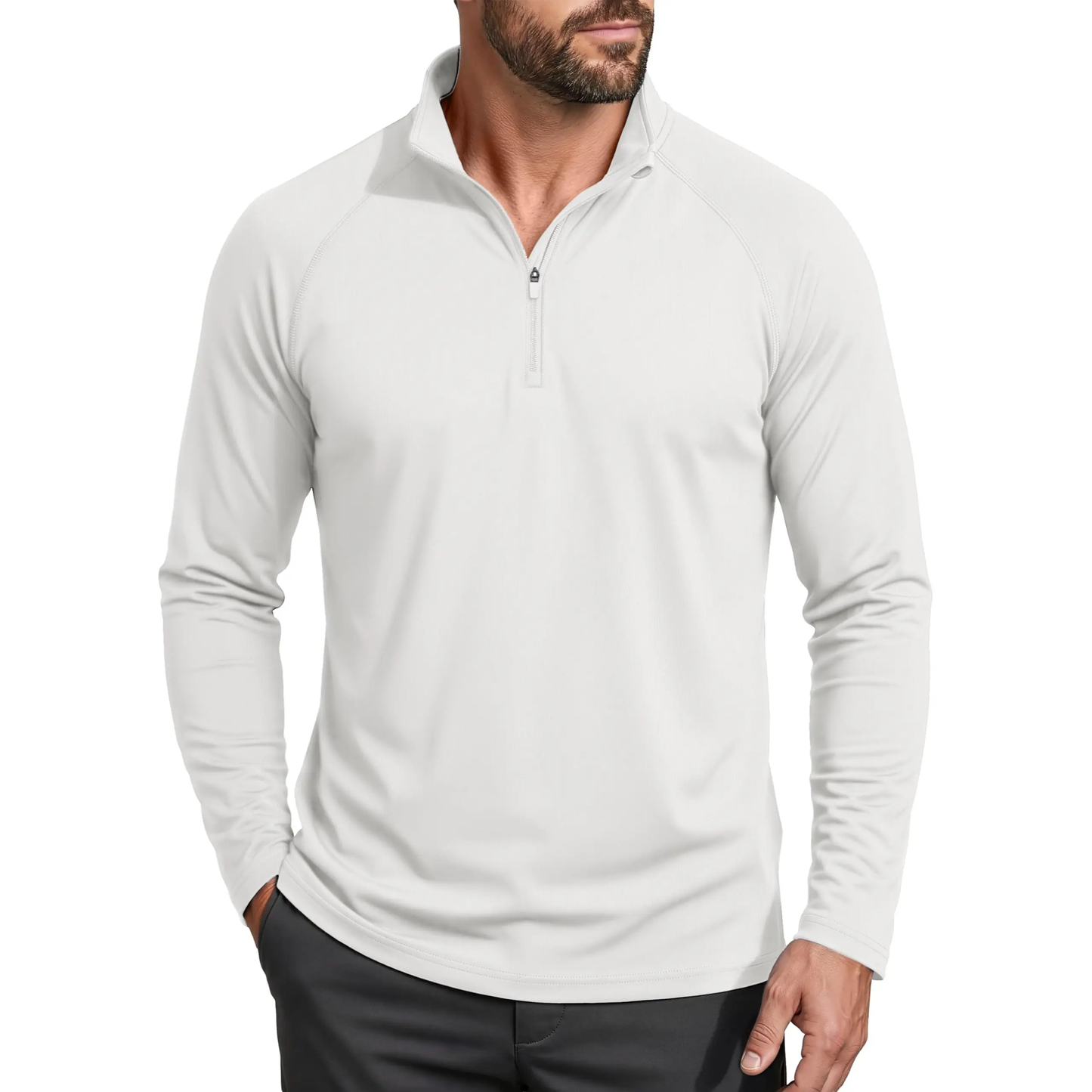 Men’s UPF 50+ Quarter-Zip Quick-Dry Long Sleeve Performance Shirt for Outdoor Sports