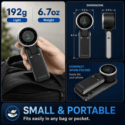 Portable Handheld Turbo Fan | 5-Speed Personal Cooling with HD Displa