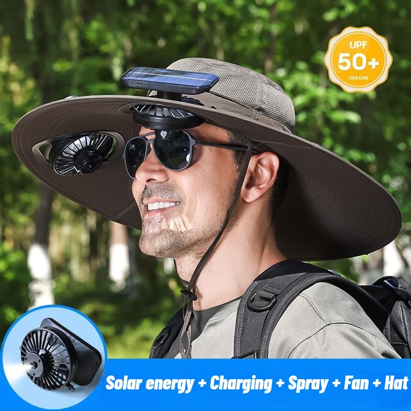 Stay Ice-Cold Under the Blazing Sun – The 2-in-1 Solar Powered Cooling Hat with Mist Spray.