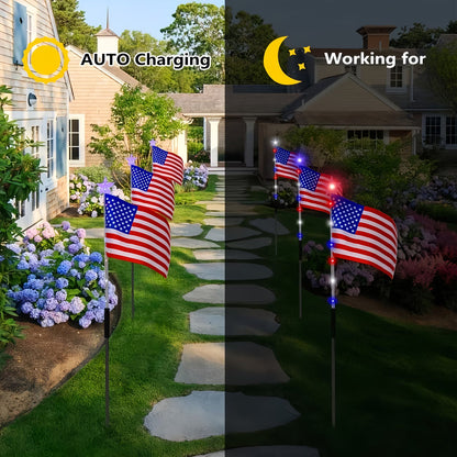 8-Piece Flag Light Set -4th of July Decorationswith 8 Lighting Modes -Ideal for IndependenceDay Pathways, Gardens,and Yard Decor