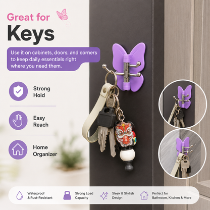 Butterfly Adhesive Multi-Hook Organizer – No-Drill Space-Saving Storage Hook