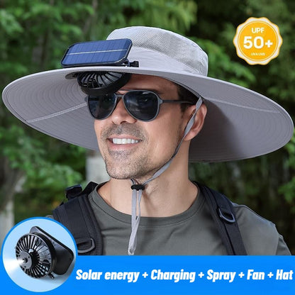 Stay Ice-Cold Under the Blazing Sun – The 2-in-1 Solar Powered Cooling Hat with Mist Spray.