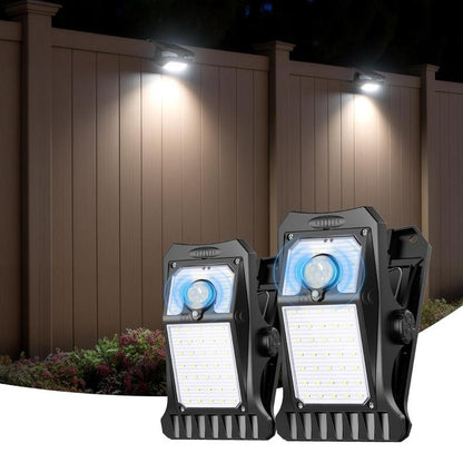 Solar Clip Lights with Motion Sensor,IP65 Waterproof Wireless Security Lighting for Yard, 4-Color Adjustable Outdoor Solar Flashlight with Remote Durable High Lumens