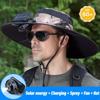 Stay Ice-Cold Under the Blazing Sun – The 2-in-1 Solar Powered Cooling Hat with Mist Spray.