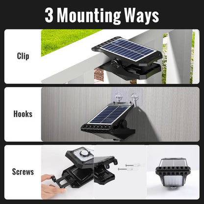Solar Clip Lights with Motion Sensor,IP65 Waterproof Wireless Security Lighting for Yard, 4-Color Adjustable Outdoor Solar Flashlight with Remote Durable High Lumens