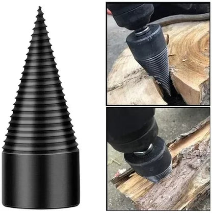 Firewood Splitting Drill Bit – High-Carbon Steel Wood Splitter Cone with Round, Square & Hex Shank Options