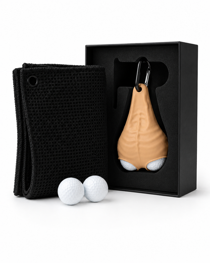 Funny Silicone Golf Ball Holder Gift Set with Towel & Carabiner