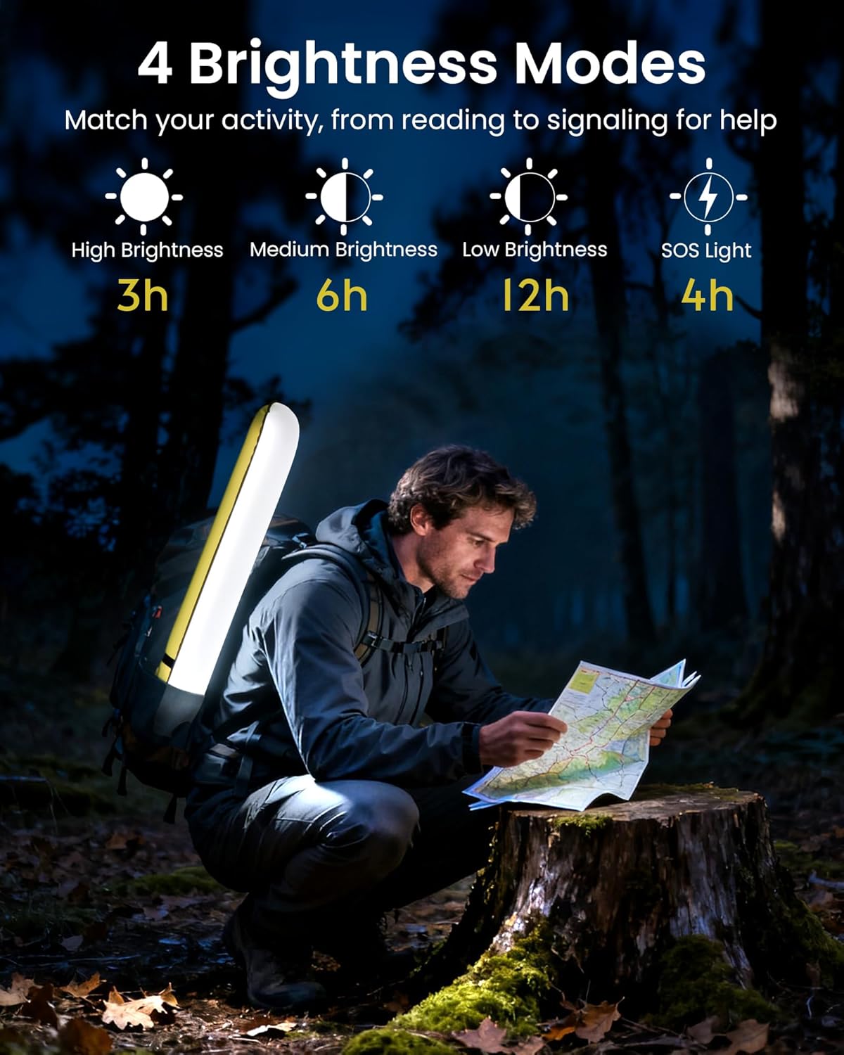 Inflatable Solar Camping Light – Waterproof LED Tube Lantern with USB Power Bank & Magnetic Mount for Tent, Hiking, Emergency