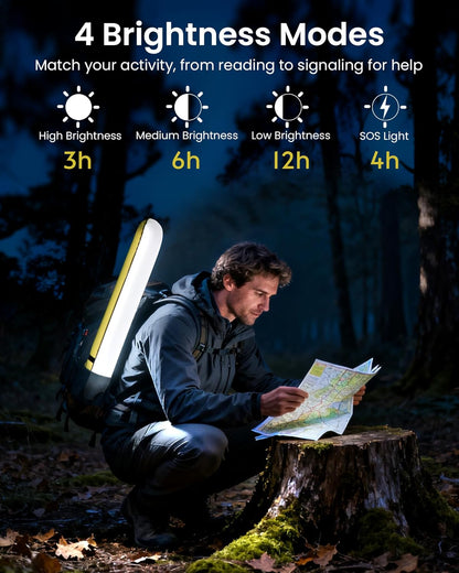 Inflatable Solar Camping Light – Waterproof LED Tube Lantern with USB Power Bank & Magnetic Mount for Tent, Hiking, Emergency