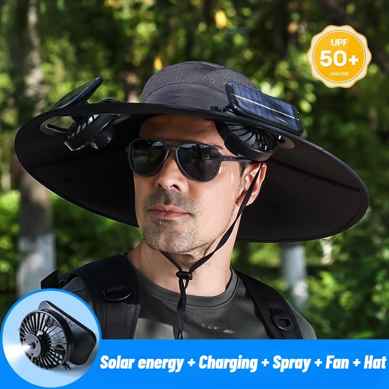 Stay Ice-Cold Under the Blazing Sun – The 2-in-1 Solar Powered Cooling Hat with Mist Spray.