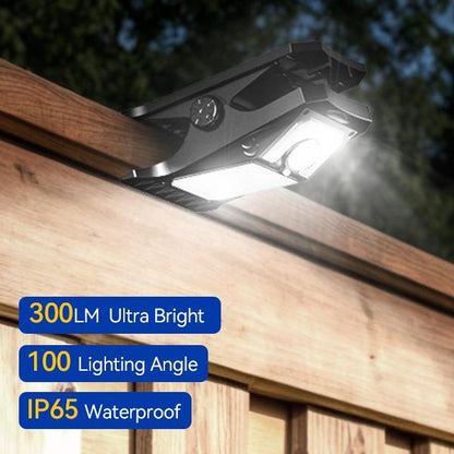 Solar Clip Lights with Motion Sensor,IP65 Waterproof Wireless Security Lighting for Yard, 4-Color Adjustable Outdoor Solar Flashlight with Remote Durable High Lumens