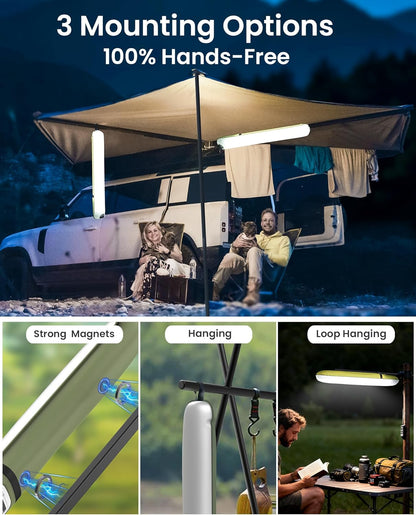 Inflatable Solar Camping Light – Waterproof LED Tube Lantern with USB Power Bank & Magnetic Mount for Tent, Hiking, Emergency