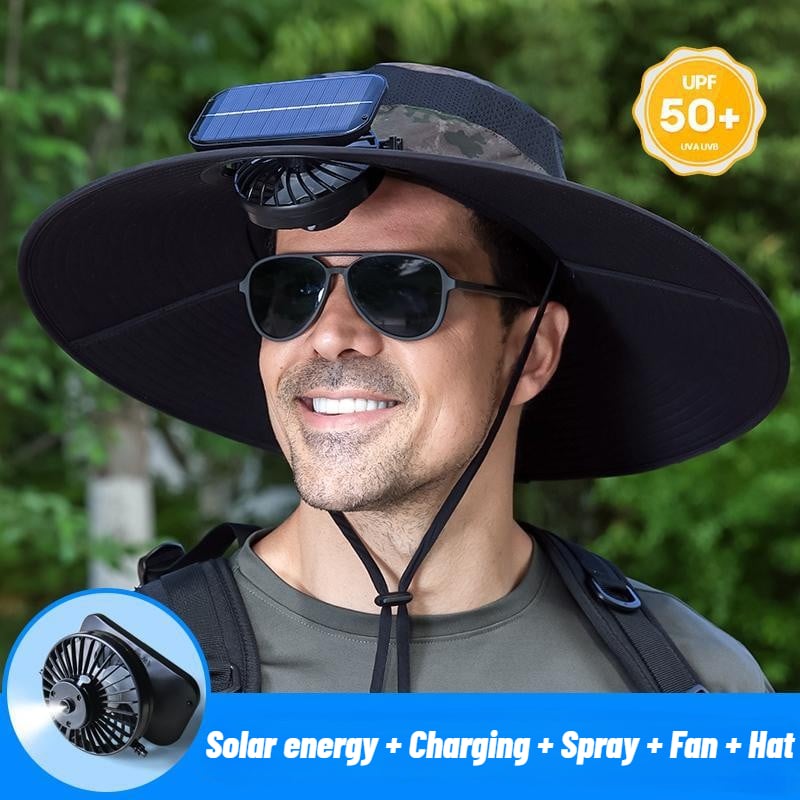 Stay Ice-Cold Under the Blazing Sun – The 2-in-1 Solar Powered Cooling Hat with Mist Spray.