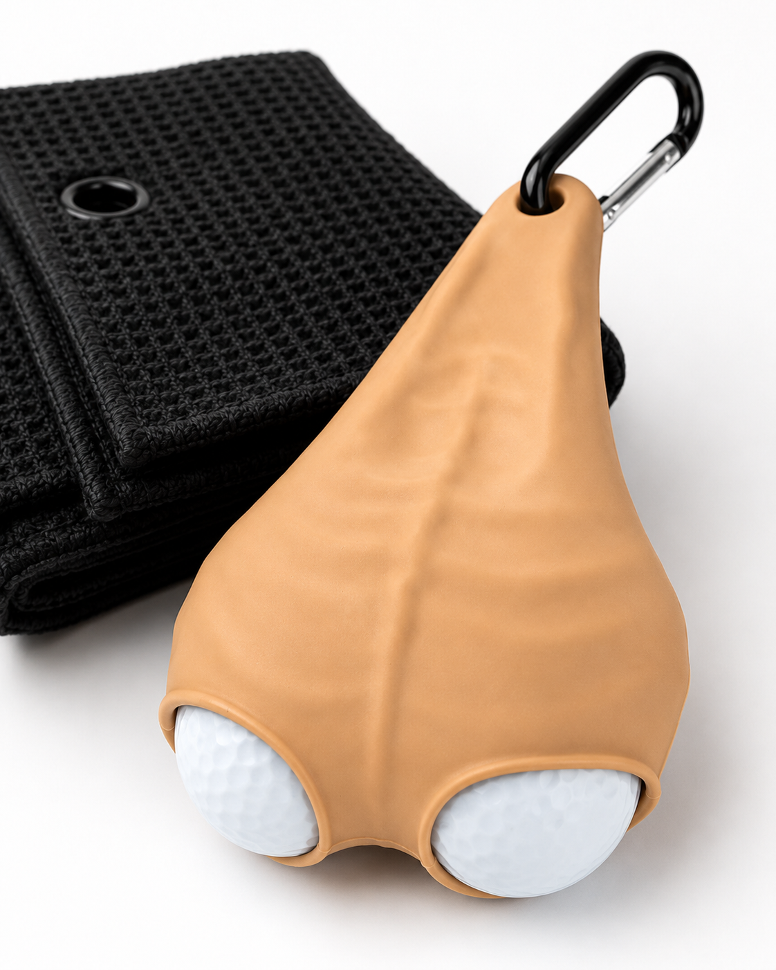 Funny Silicone Golf Ball Holder Gift Set with Towel & Carabiner