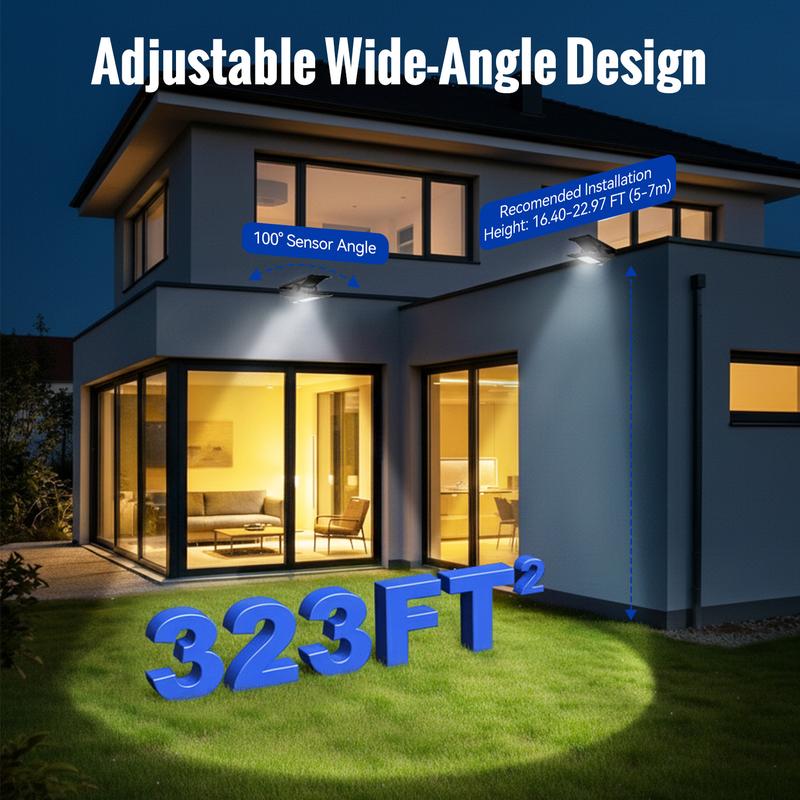 Solar Clip Lights with Motion Sensor,IP65 Waterproof Wireless Security Lighting for Yard, 4-Color Adjustable Outdoor Solar Flashlight with Remote Durable High Lumens
