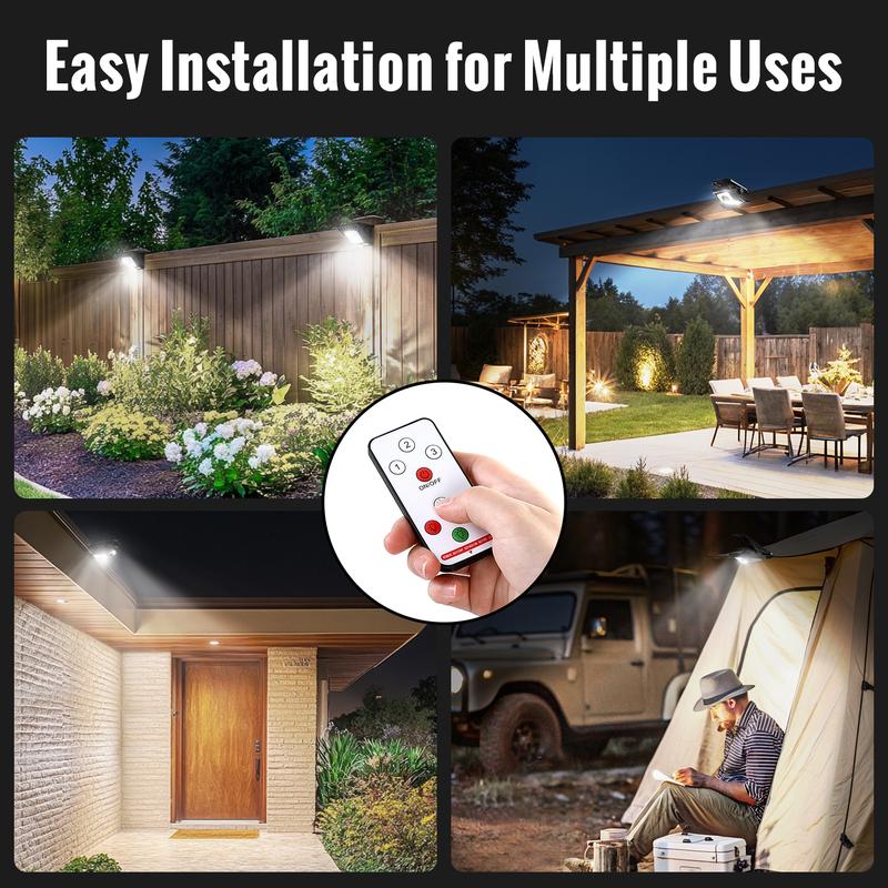Solar Clip Lights with Motion Sensor,IP65 Waterproof Wireless Security Lighting for Yard, 4-Color Adjustable Outdoor Solar Flashlight with Remote Durable High Lumens