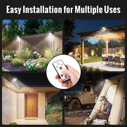 Solar Clip Lights with Motion Sensor,IP65 Waterproof Wireless Security Lighting for Yard, 4-Color Adjustable Outdoor Solar Flashlight with Remote Durable High Lumens
