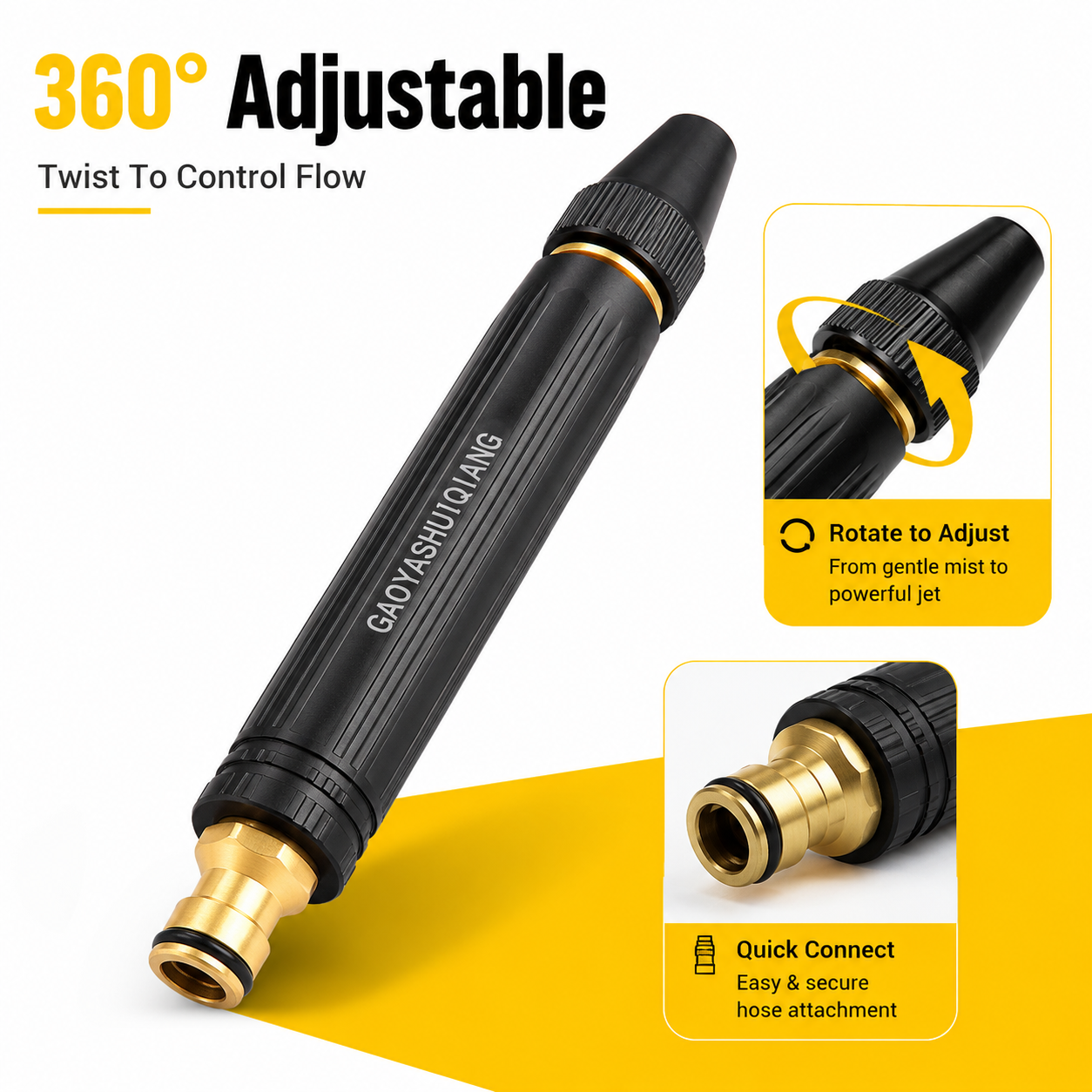High-Pressure Hose Spray Gun with Brush Attachment