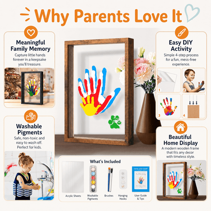 Family Handprint Keepsake Frame Kit – Washable Paint & Acrylic Display Shadow Box