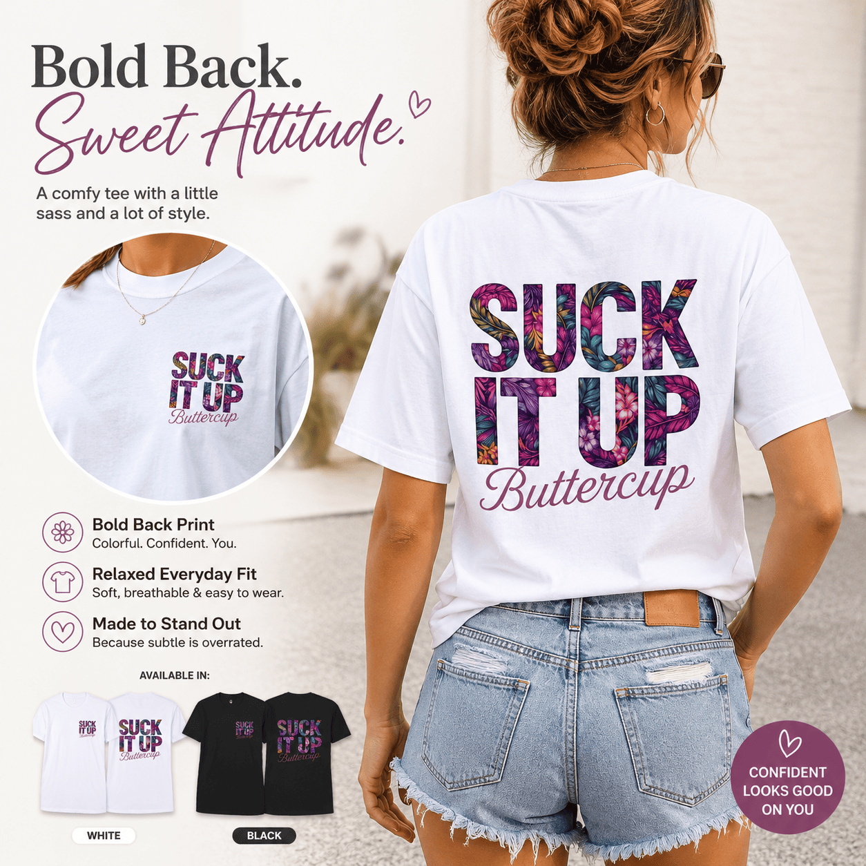 Suck It Up Buttercup Graphic Tee for Women – Relaxed Casual Cotton Shirt