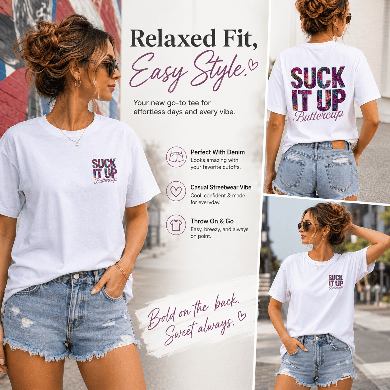 Suck It Up Buttercup Graphic Tee for Women – Relaxed Casual Cotton Shirt