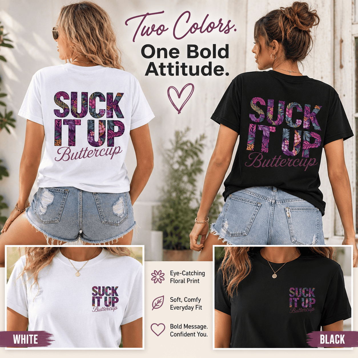 Suck It Up Buttercup Graphic Tee for Women – Relaxed Casual Cotton Shirt