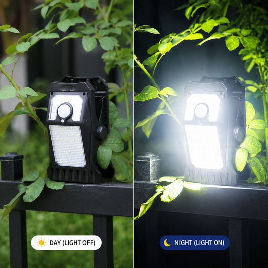 Solar Clip Lights with Motion Sensor,IP65 Waterproof Wireless Security Lighting for Yard, 4-Color Adjustable Outdoor Solar Flashlight with Remote Durable High Lumens