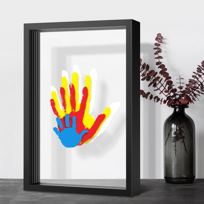Family Handprint Keepsake Frame Kit – Washable Paint & Acrylic Display Shadow Box