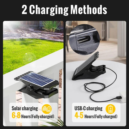 Solar Clip Lights with Motion Sensor,IP65 Waterproof Wireless Security Lighting for Yard, 4-Color Adjustable Outdoor Solar Flashlight with Remote Durable High Lumens