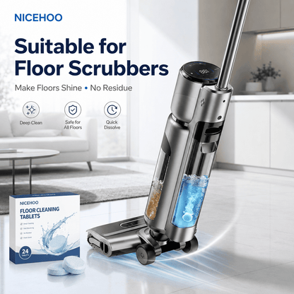 Floor Cleaning Tablets - Safe for Wood Tile Marble Quick Dry No Residue 12 Tablets Lemon Scent