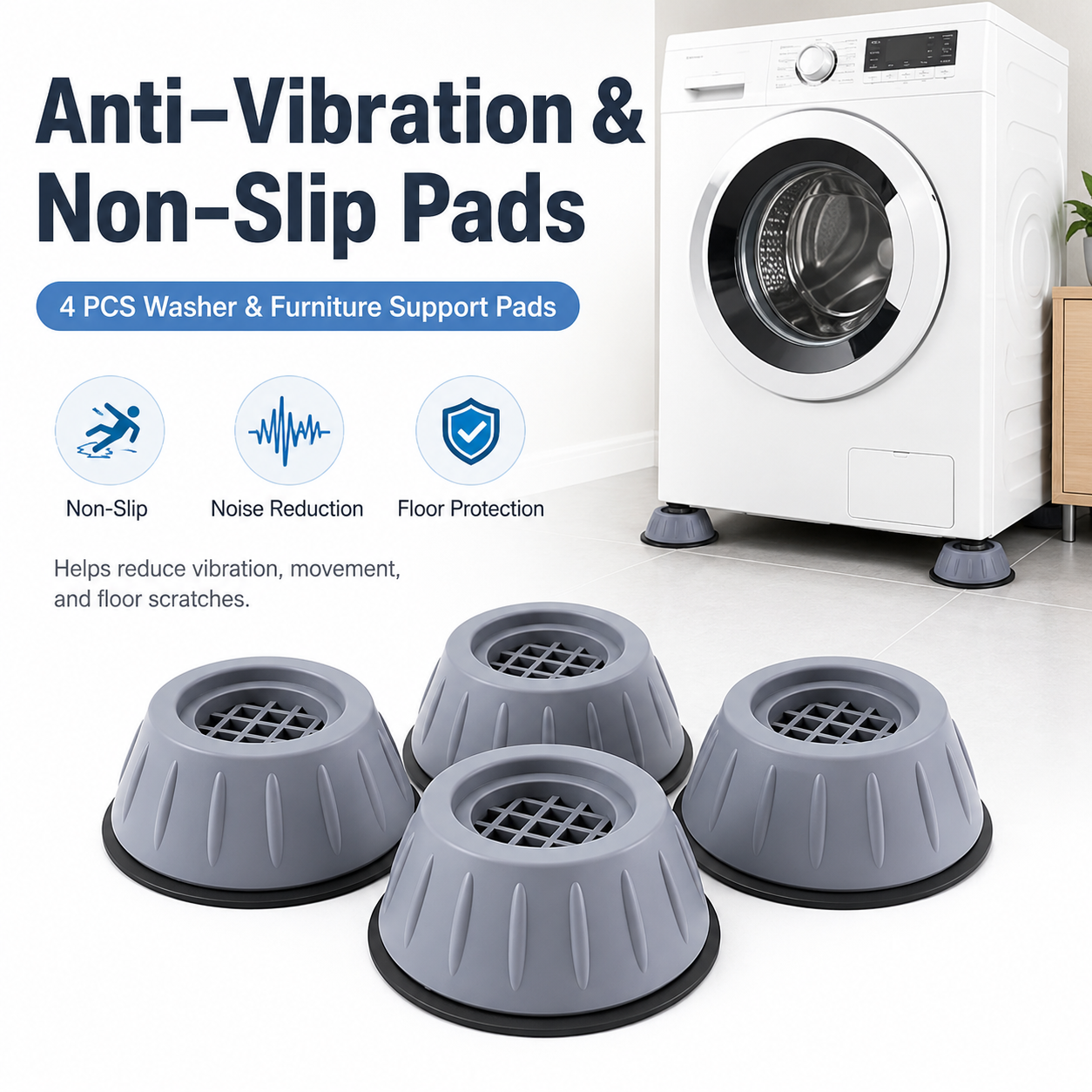 4PCS Anti-Vibration Non-Slip Washer Pads