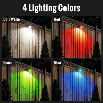 Solar Clip Lights with Motion Sensor,IP65 Waterproof Wireless Security Lighting for Yard, 4-Color Adjustable Outdoor Solar Flashlight with Remote Durable High Lumens