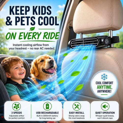 Portable Car Seat Cooling Fan, 9000RPM Fast Cooling