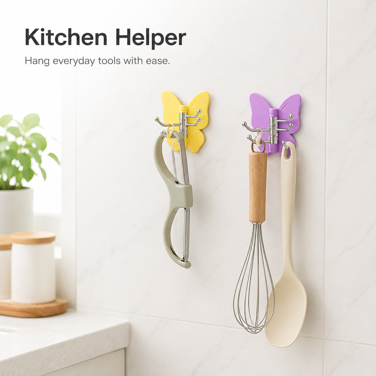 Butterfly Adhesive Multi-Hook Organizer – No-Drill Space-Saving Storage Hook