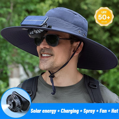 Stay Ice-Cold Under the Blazing Sun – The 2-in-1 Solar Powered Cooling Hat with Mist Spray.