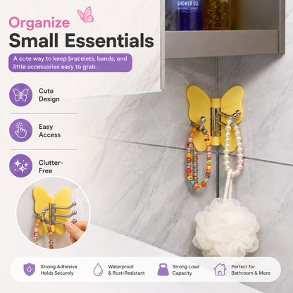 Butterfly Adhesive Multi-Hook Organizer – No-Drill Space-Saving Storage Hook