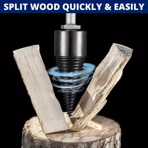 Firewood Splitting Drill Bit – High-Carbon Steel Wood Splitter Cone with Round, Square & Hex Shank Options