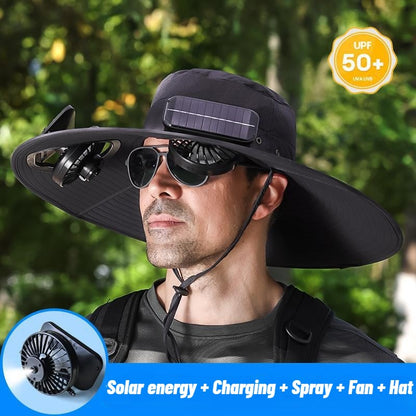 Stay Ice-Cold Under the Blazing Sun – The 2-in-1 Solar Powered Cooling Hat with Mist Spray.