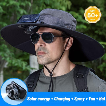 Stay Ice-Cold Under the Blazing Sun – The 2-in-1 Solar Powered Cooling Hat with Mist Spray.