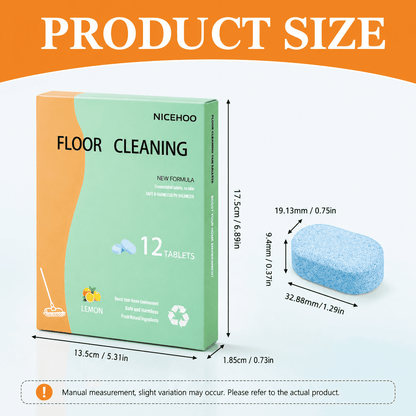 Floor Cleaning Tablets - Safe for Wood Tile Marble Quick Dry No Residue 12 Tablets Lemon Scent